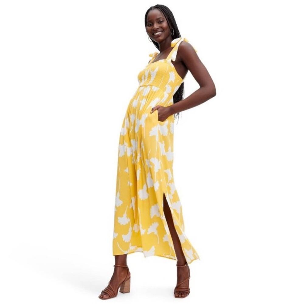 NWT Diane Von Furstenberg x Target Yellow Ginko Floral Smocked Midi Sundress M